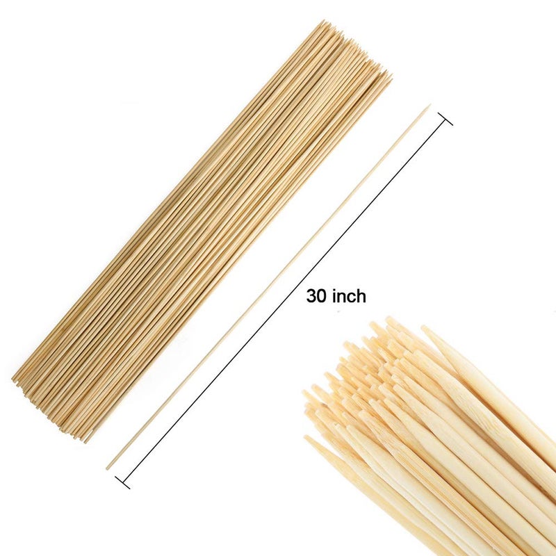 FLYPARTY Bamboo Marshmallow Roasting Sticks with 30 Inch 5mm Thick Extra Long Heavy Duty Wooden Skewers,Roaster Barbecue S'Mores Skewers Hot Dog Forks for Camping,Party,Kebab Sausage(120 Pcs) - Image 2
